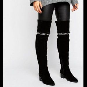 ASOS Keeta Suede Over The Knee Boots Black 7